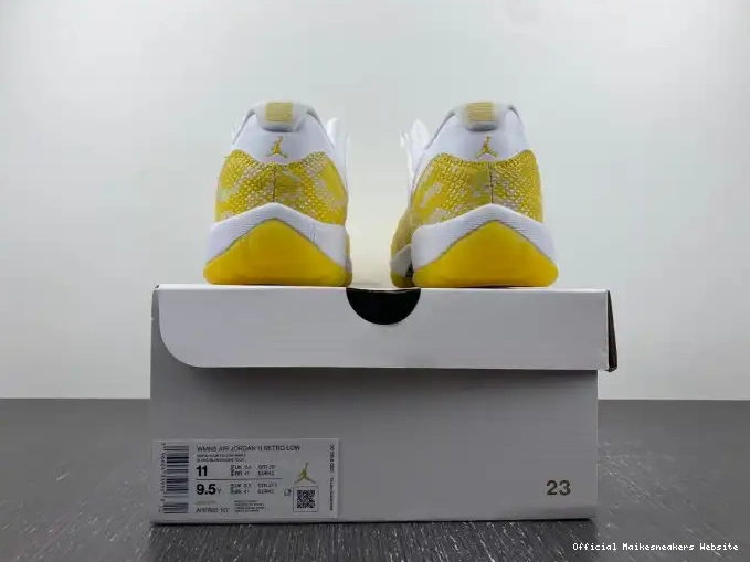 Official Maikesneakers AH7860-107 11 WMNS Low Air Snakeskin Yellow Jordan 0402